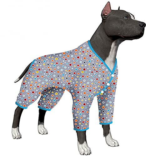 Großer Hunde-Body – beruhigendes Shirt für Haustiere, Sonnenschutz, leichter Stoff, grauer Punktdruck, großes Hunde-Outfit, Hundekleidung für alle Jahreszeiten, Größe 2XL