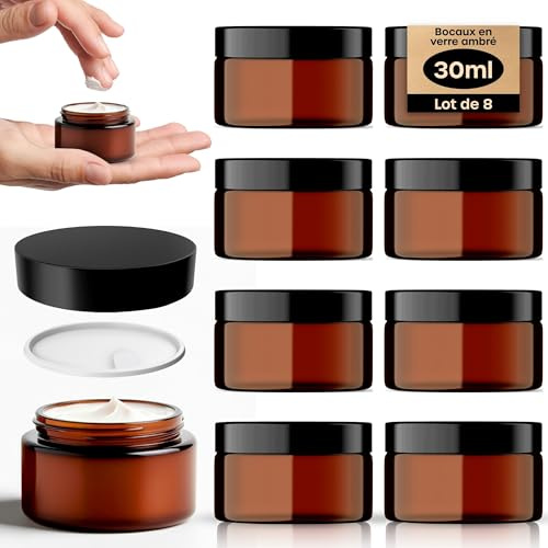Barattolo Cosmetici Vuoti, 8 PCS - 30ml Contenitore Crema Contenitori Creme per Creme Fai Da Te per Cosmetici Contenitori Piccoli per Creme - Lozioni, Oli Essenziali