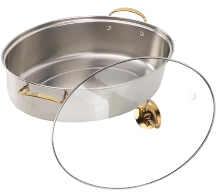 ANSNOW Dampfgarer, 15,2 X 4,3 X 6,7 Zoll, Einlagiger, Verdickter Fischdämpfer Aus Edelstahl 304 Mit Gestell, Elliptischer Gedämpfter Fischtopf, Suppentopf Zum Dämpfen Von Fisch Und Zum Kochen Von Su