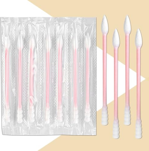 300 Count Cotton Swabs Individually Wrapped, Travel Cotton Swabs, Cotton Stick, Spiral Pointed Cotton Swab, Round Tip Cotton Swab, Individually Wrapped Double Tipped Cotton Swabs for Ear,Makeup
