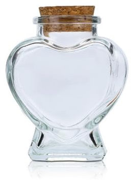 VANTOBEST Mini bouteille en verre transparent en forme de cœur avec bouchon en liège pour messages, lune de miel, sable, souvenir, petite fiole de mariage, loisirs créatifs, cadeau pour couples - 75