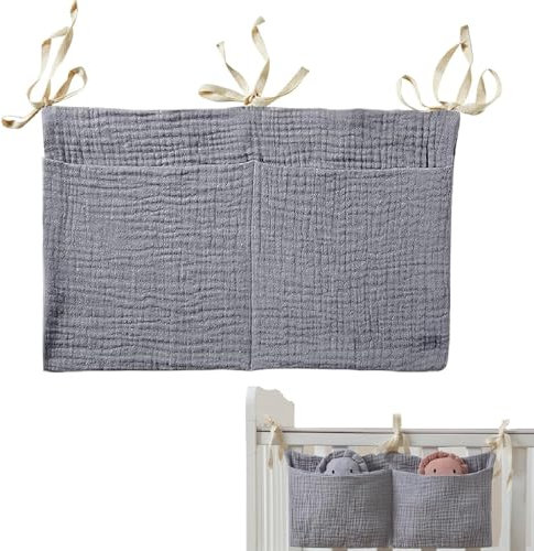 Babybett Organizer,Baby Kinderzimmer Organizer,Kinderzimmer Hängender Bett Organizer,Betttasche Spielzeugtasche,Organizer Beistellbett Baby,Baby Windel Caddy,Hängen an Krippe Oder Wickeltisch,Grau