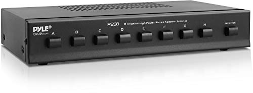Pyle 8-Zone Speaker Selector Switch – Multi-Room Audio Distribution for 8 Speaker Pairs | 100W/Channel | 4–8 Ohm Passive Stereo Switch Box | Wired AV Splitter for Home Theater or Studio Use