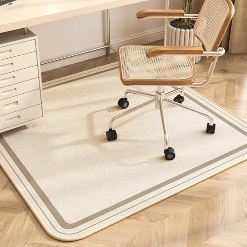 Odot Alfombra para Silla de Escritorio Moderno Alfombrilla Protectora para Suelos Alfombra Silla Ruedas Antideslizante Gaming Tapete de Protección para Parqué y Suelos Duros (Beige,120x120cm)