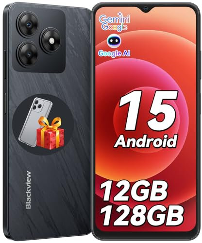 Blackview Handy Ohne vertrag Android 15, 12GB+128GB/2TB TF, 90Hz 6.56, 5000mAh Smartphone ohne vertrag Günstig, Octa Core, 13MP+8MP, Dual SIM/Fingerabdruck/GPS/OTG/Handytasche/Härtungsfolie