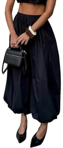Tbahhir Women's Wide Leg Pleated Harem Pants Drawstring Elastic Waist Baggy Casual Palazzo Balloon Barrel Joggers Black