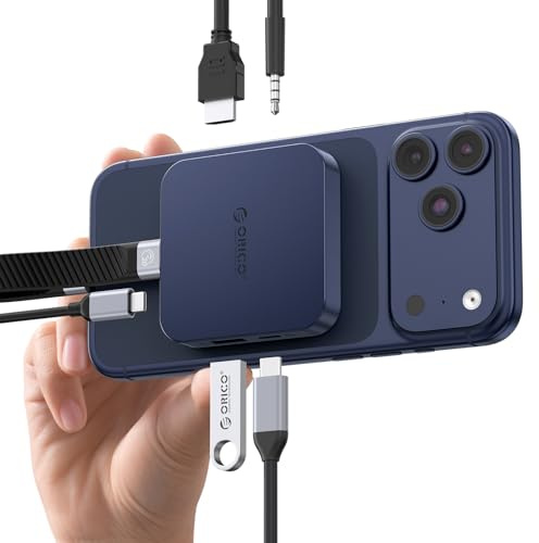 ORICO Magnetisk USB C-dockningsstation med M.2 2230 NVMe SSD-hölje, 6-i-1 docking station med HDMI 4K @ 60 Hz, 100 W PD, 10 Gbps, SD/TF, audio. USB C Hub DockingStation för iPhone/Dell HP