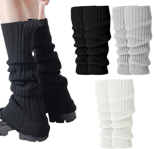 JYNXOR 3 Pares Calentadores de Piernas Invierno para Mujer, Tejidos a Crochet, Modestos y Versátiles, Cálidos y Cómodos, Ideales para Invierno, Primavera y Otoño