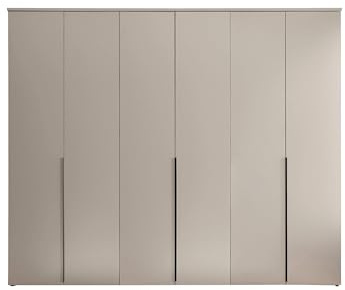 AVANTI TRENDSTORE Civiasco - armadio a 6 ante battenti in laminato di colore cashmere, con 7 ripiani e 3 bastoni appendiabito. LAP ca. 270x225x52 cm