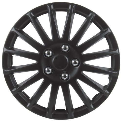 cartrend Radkappen Suzuka, 16 Zoll, für alle gängigen Stahlfelgen, aus Spezial-ABS-Qualitätskunststoff, schlagfest, zweischichtige Metallic-Lackierung, überlackierbar, schwarz, 4 Stück