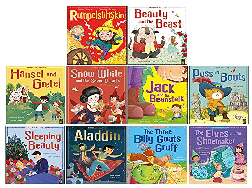 Fairytale Classics 10 Picture Flat Children Books Collection Set (Sleeping Beauty, Jack and the Beanstalk, Rumpelstiltskin, The Three Billy Goats Gruff & MORE!)