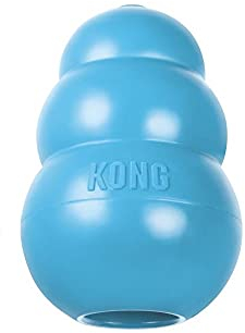 KONG Puppy - Befüllbares Beißspielzeug für Hunde - Naturkautschuk - Für Mittelgroße Welpen - Blau