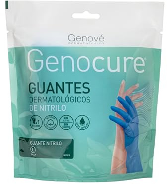 GENOCURE | Guantes Dermatológicos Nitrilo | Guantes Dermatológicos de Nitrilo Flocado con una Ligera Capa de Algodón | Talla L