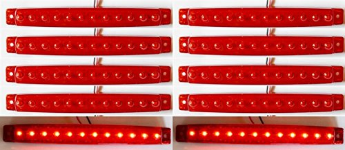 10 x 24 V longues LED Face arrière Rouge Feux de gabarit lamps socle basculant pour châssis de camion remorque caravane Camper
