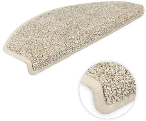 Kettelservice-Metzker Stufenmatten Ventura Halbrund Einzeln und SparSet's Beige 15 Stück Treppenschutz Treppenteppich