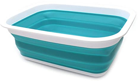 SAMMART 9.2L Collapsible Tub - Portable Outdoor Picnic Basket/Crater - Foldable Shopping Bag - Space Saving Storage Container (Bright Blue)