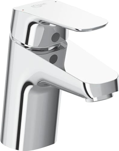 Ideal Standard B1838AA Ceraflex Waschtischarmatur mit Ablauf, Niederdruck, Bad-Wasserhahn mit Auslauf, Mischbatterie Waschbecken, Wassersparend, Chrom