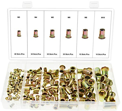 Assortiment d'écrous à rivets aveugles en acier galvanisé/inserts filetés M3 M4 M5 M6 M8 M10 150 pièces