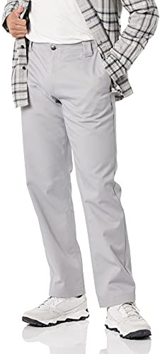 Amazon Essentials Pantalon De Travail Coupe Droite Extensible Résistant Aux Taches Et Aux Plis Homme, Gris Clair, 29W / 34L
