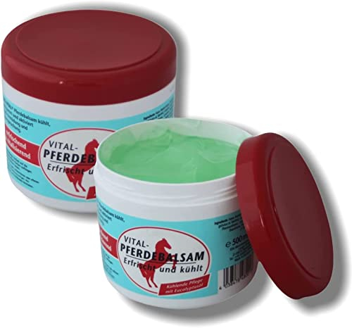 2x 500ml Pferdebalsam mit Eukalyptusöl, Pferdesalbe, Massagegel, Sportgel für Massage, Kühlsalbe, Massagesalbe kühlend