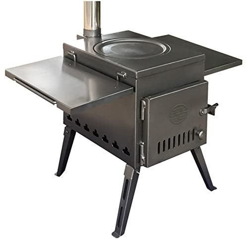 YYUINU Têtes de tente intérieur/extérieur en acier - Poêle à bois portable pour la cuisine, le camping, la pêche, le chauffage, le pique-nique, le barbecue (noir) - L
