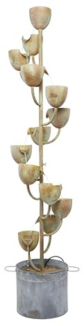 Deco 79 Metal Fountain with Cascading Cups, 13 x 13 x 75, Copper