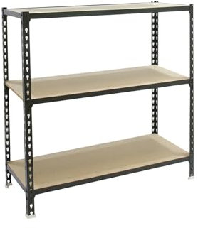 Simon Rack Étagère Rangement et 3 Niveaux en Boix, 150 kg Capacité de Charge et Point de Flexion, 900x800x400 mm, Étagère Charge Lourde, Étagère Garage, Anthracite/Bois - Maderclick