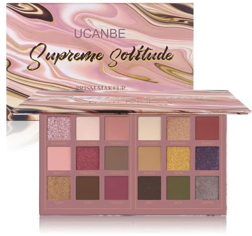 UCANBE Matte Eyeshadow Palette Pro 18 Colors Pigmented Shimmer Glitter Eye Shadow Palette, Blendable Long Lasting Waterproof Rosy Makeup Cosmetics Halloween Valentine Gift Makeup Kit (04# Solitude)