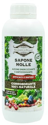 GIARDINI D'ITALIA- Sapone Molle Potassico per Piante Contro Cocciniglia Afidi e Altri Insetti dal Corpo Morbido, Corroborante Ideale per Lavare Melata e Fumaggini, Ammesso in Agricoltura Biologica, 1l