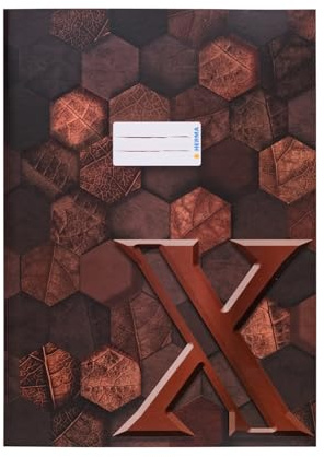 HERMA 20092 häftkuvert A4-kartong brun, förädlat häftfodral med märkningsfält av robust och extra starkt papper, häftskydd med hexagonmönster motiv för skolpjäser, färgat