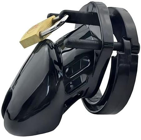Short Male Chastity Device w/ 5 Different Cock Rings Light Plastic Chastity Cage