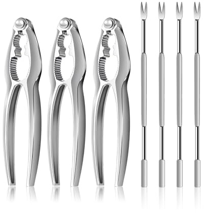 7 Pcs Lobster Crackers and Picks Set, Crab Leg Cracker Tools, Stainless Steel Seafood Crackers & Forks Nut Cracker Set