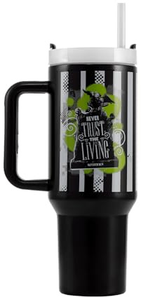 Pyramid International Beetlejuice 40oz/1200ML Tumbler with Straw and Lid, Advanced Double-Wall Vacuum Insulation, Keeps Cold Up to 11 Hours, Hot Up to 7 Hours, BPA-Free, Unique Fun Style Every Day