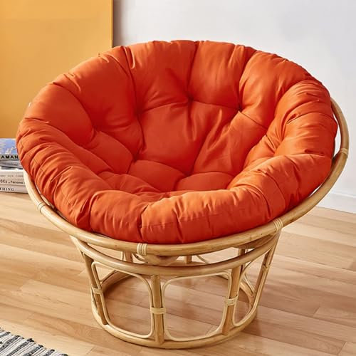 Papasansessel Kissen mit Polyrattan Gestell rund Hängesessel Kissen in Orange 130x130 cm