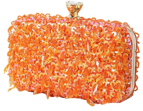 Jamron damer glitter bollformad aftonväska strass paljetter clutch väska, apelsin, Einheitsgröße