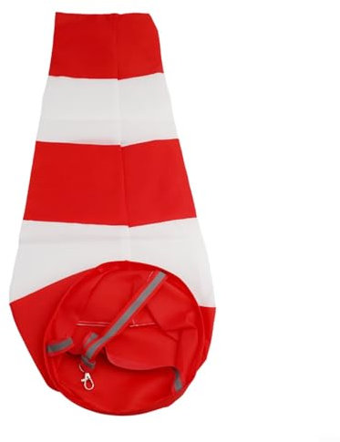 Emiif Manica a vento rosso-bianca per aeroporto, bandiera del vento, misura del vento, borsa per la misurazione del vento, decorazione da giardino per esterni, strisce riflettenti (80 cm)