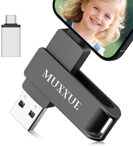 MUXXUE Pendrive Phone 256GB, 3 en 1 USB Phone Memoria con Dispositivos 1 0 S, Puerto USB C y Puerto USB，Metal Pen Drive Dispositivo Phone,teléfono Android, PC,Tableta