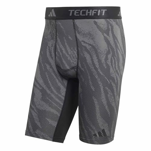 adidas Men's Techfit AOP Shorts Tights, Black/Grey six, M