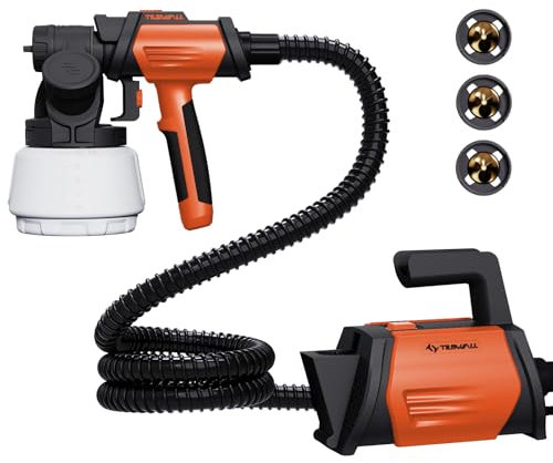 Tilswall HVLP Pistola de Pintura, 800W Pistola Pintura con 1300 ml de Capacidad Extraíble, 4 Boquillas de Latón, 3 Modos, 120 DIN-s Pistola Pintar Electrica para Pintar Armarios, Paredes,Vallas