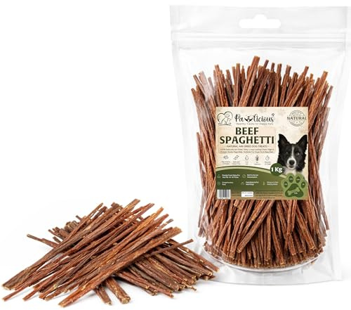 Pawlicious Beef Spaghetti Dog Chews 1Kg, Air-Dried Beef Intestine Treats for Dogs, 100% Natural Long-Lasting Chews, Grain-Free Single Ingredient Dog Snacks
