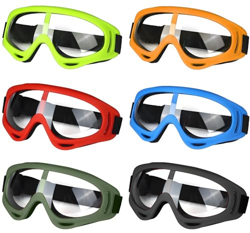 6 occhiali protettivi per bambini, occhiali da moto, antivento, occhiali di protezione per gli occhi, regolabili, per laboratorio, ciclismo, sci, attività all'aperto, 6 colori