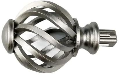 1 st reservgardinstångsknoppar fågelbur plastfönsterhuvudstänger spiralboll gardintillbehör sovrum(Silver)