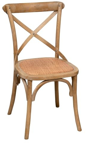 Biscottini Sedia in legno massello Vintage Thonet 44x47x88 cm - Sedia cucina in rattan e shienale incorciato - Sedie sala da pranzo - Sedie da esterno e interno Bistrot Rustiche Cross