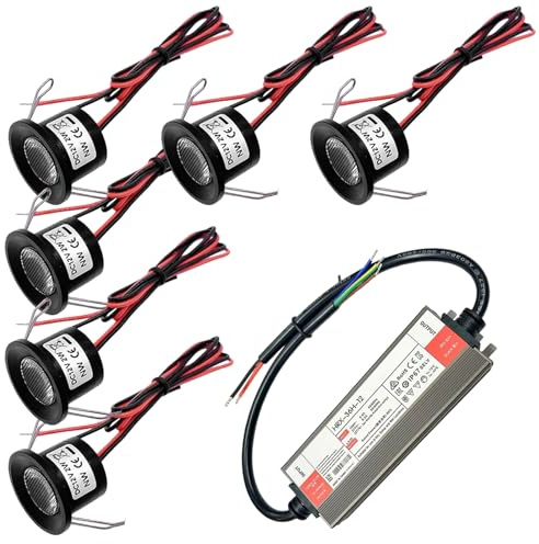 Set med 6 infällda LED-spotlights, 2 W: Mini LED-infälld spotlight, extra platt, justerbar, tre temperaturer, varmvit, kallneutral, hål, 27 mm, 12 V, takspotlight för kök, sovrum, vardagsrum, carport