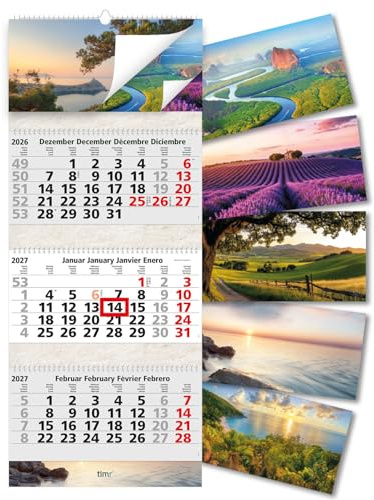 Timr Calendrier trimestriel 2027 reliure spirale bloc photo - tr451