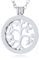 Morella Damen Halskette 70 cm Edelstahl mit Amulett und Coin 33 mm Lebensbaum Silber in Schmuckbeutel