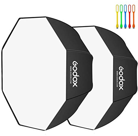 GODOX 80cm Achteckige Softbox für Blitzgerät Speedlite, 2 Stück - Mit Tragetasche für Fotografie, Video, Studio, Portrait und Produktfotografie