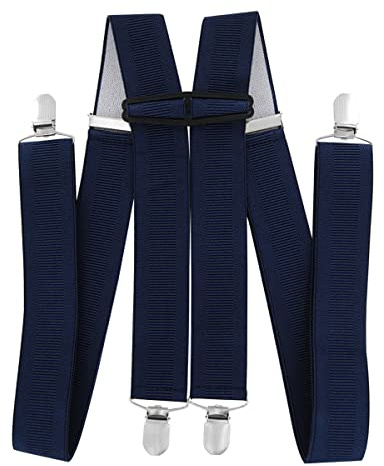 axy Hosenträger für Herren und Damen 4 Stabile Clips H-Form 3,5cm Breit Hochwertig HTB35 (Schwarzblau)