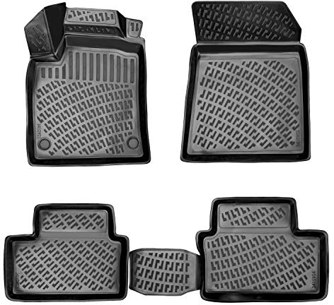 Rizline Passgenau 3D Fussmatten Auto Kompatibel mit Renault Clio 4 2012-2019 Auto Zubehör 1. Und 2. Reihe Gummimatten Autos TPE Allwetter Geruchlos rutschfest Vorne und Hinten Schwarz