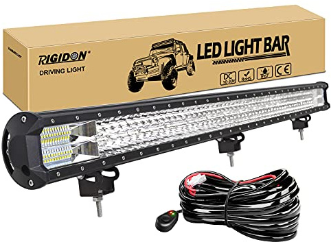 RIGIDON 45 Zoll 115 cm 612W Led Lichtbalken Mit Kabelbaum 12V 6000K Weiß Zusatzscheinwerfer Bar Spot Flut-Combo-Strahl Arbeitsscheinwerfer bar für SUV Offroad ATV UTV Traktor LKW 4x4 Auto